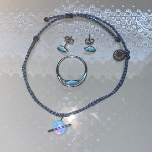 Jewelry Set Earrings,braided bracelet and ring